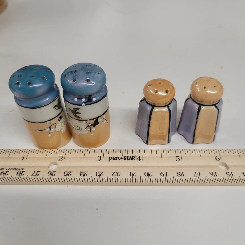 Lot of 3 Sets Vintage Ceramic Salt Pepper Shakers Fireplace Figures Japan‎